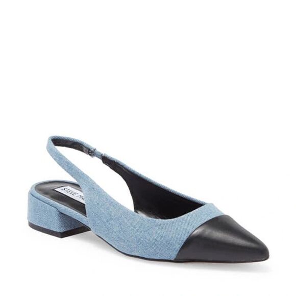 Revolve Steve Madden Coralyn Denim Jean Slingback Pointed Toe Flat NWOT - Picture 1 of 10